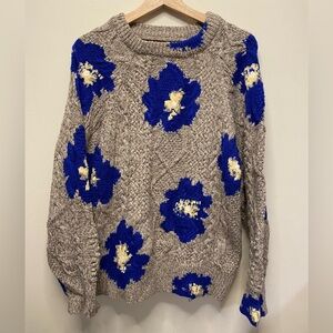 Barrie Cashmere Floral Cable Knit Sweater Made In Scotland